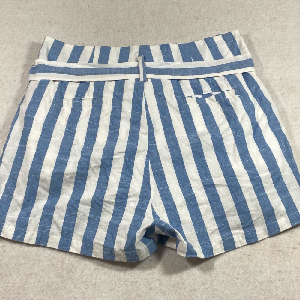 Linen Lux Linen Belted Striped Walking Shorts HIGH Rise Summer Beach Comfty - Picture 6 of 7